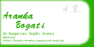 aranka bogati business card